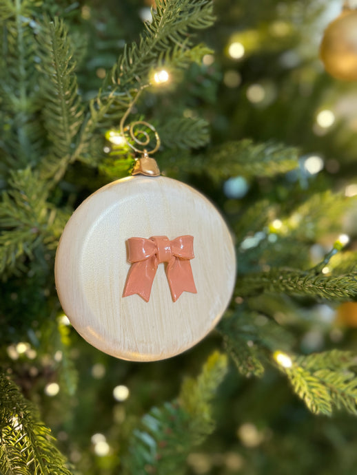 Pink Clay Bow Ornament