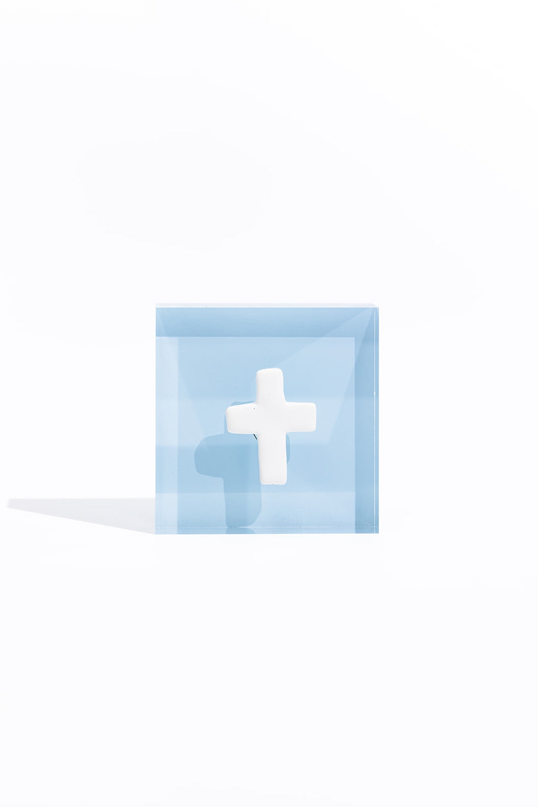 Prayer Cross - Blue Acrylic Block