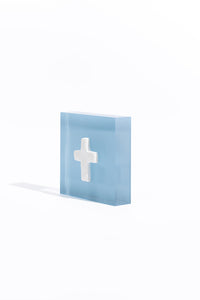Prayer Cross - Blue Acrylic Block