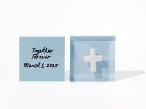 Prayer Cross - Blue Acrylic Block