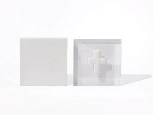 Prayer Cross - White Acrylic Block