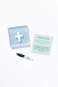 Prayer Cross - Blue Acrylic Block