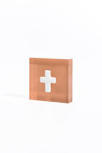 Prayer Cross - Pink Acrylic Block