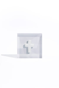 Prayer Cross - White Acrylic Block