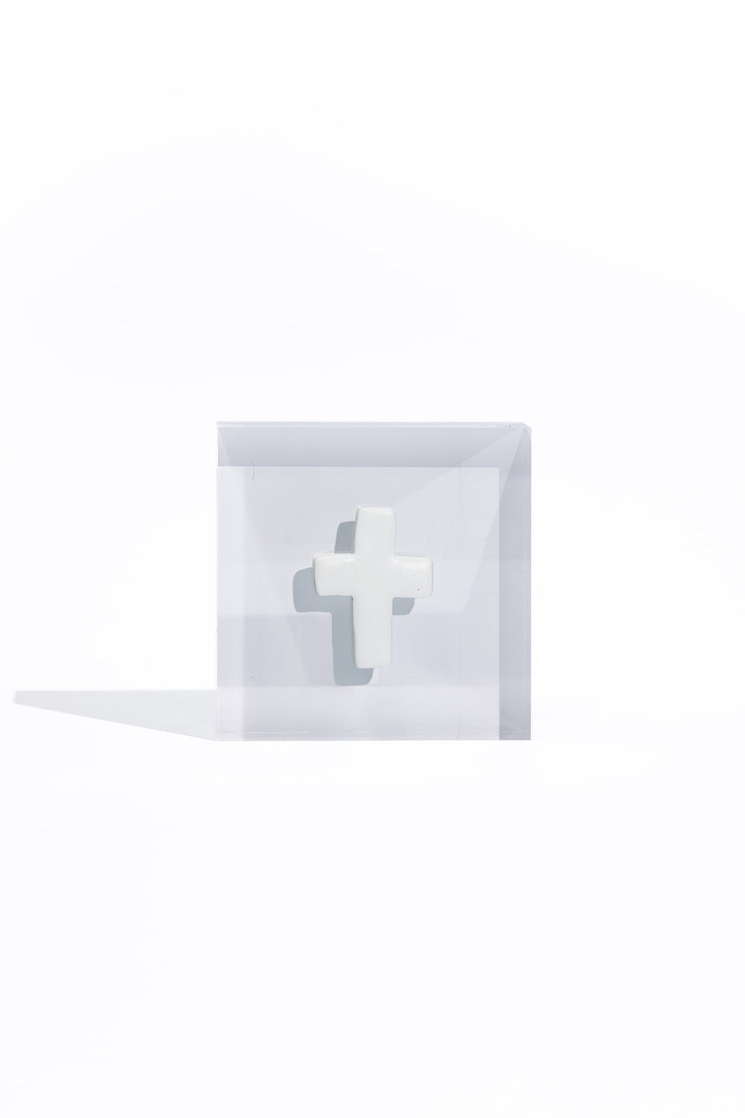 Prayer Cross - White Acrylic Block